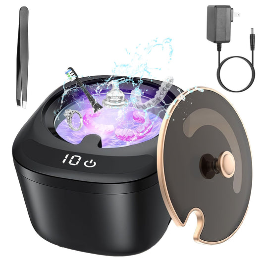 45kHz Ultrasonic Cleaning Machine With 3 Modes 230ML Capacity UV Light For Denture Mouth Guard Aligner Dental Trays Braces Rings Jewelry